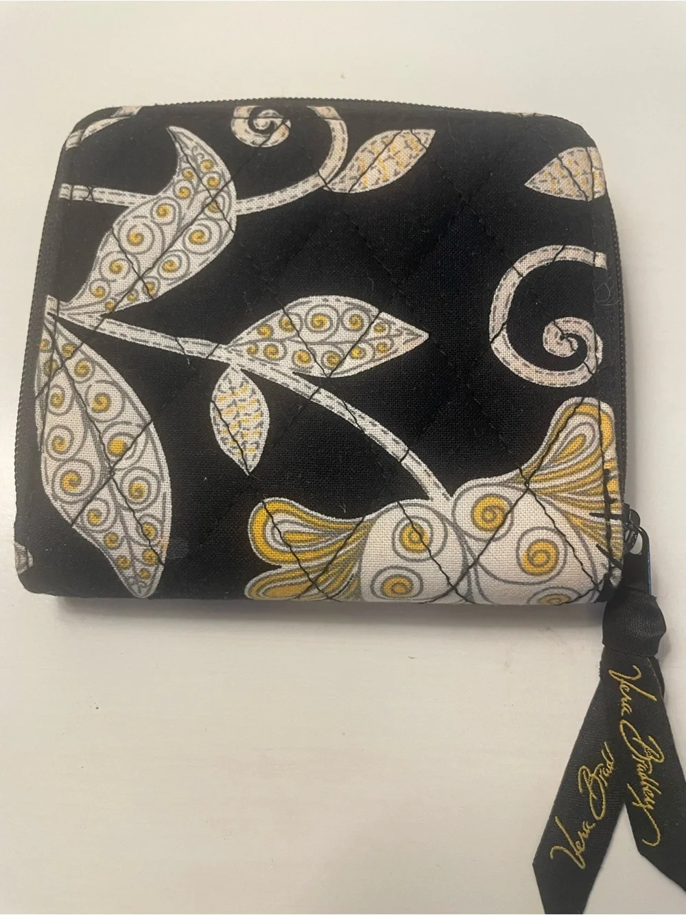 Vera Bradley Yellow Bord Wallet Credit Cards Photo ID  Change Purse 2008 - Picture 2 of 5